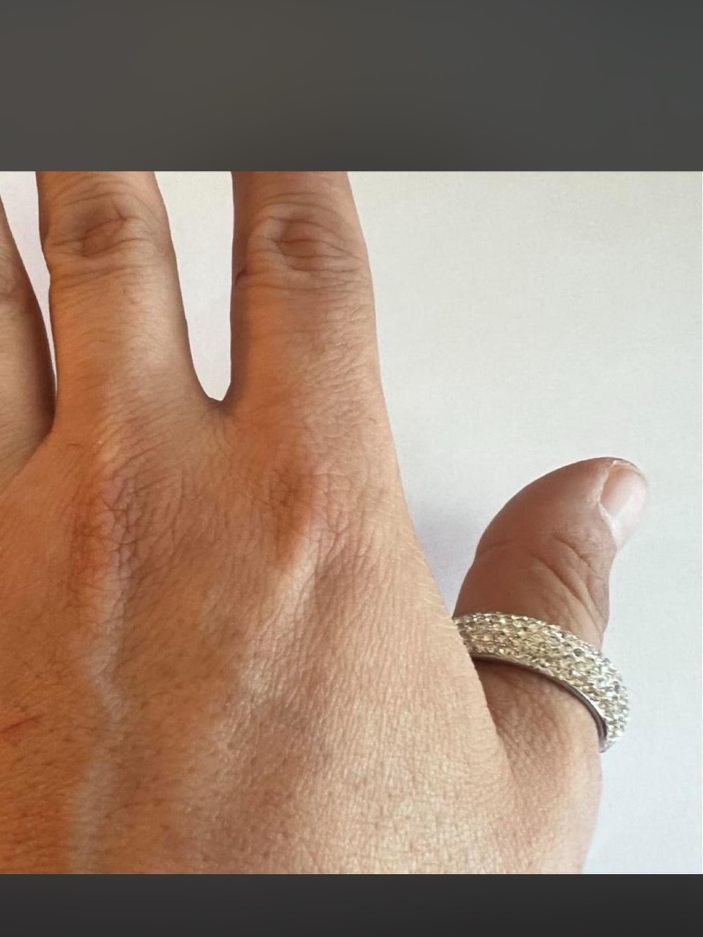 Titanium Pavé Crystal Ring Size 13 Wide Band Rhinestone Statement Ring